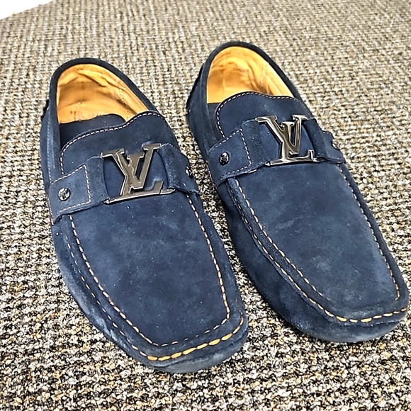 Louis Vuitton Vintage Navy Suede Loafers Size 46/ US 12 - Picture 1 of 13
